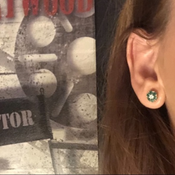 Emerald Flower Stud Earrings in 14k Gold + Emerald Gemstones Green  $950 - Picture 9 of 16